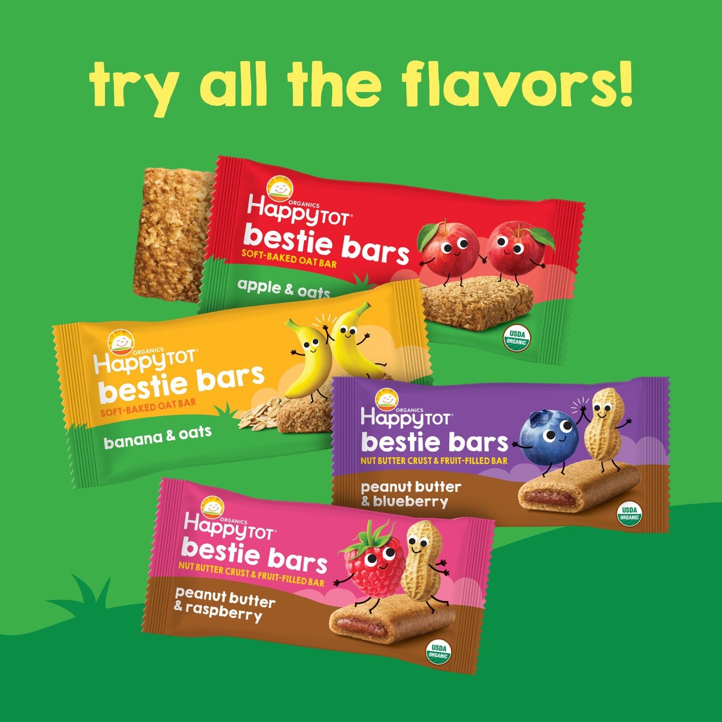 Happy Tot Organics Bestie Bars Soft-Baked Oat Bars with Protein and Fiber - Banana & Oats