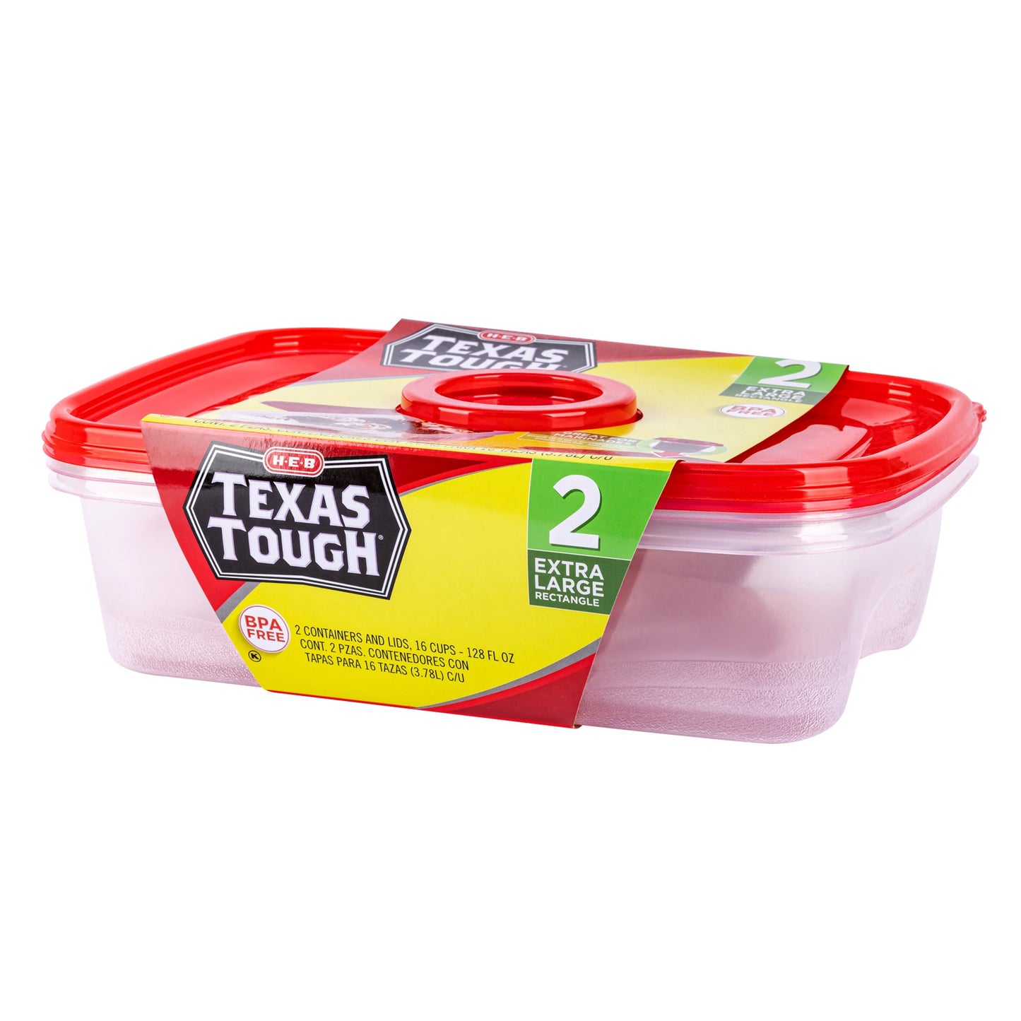 H-E-B Texas Tough Extra Large Rectangle Food Storage Containers & Lids, 2 pk
