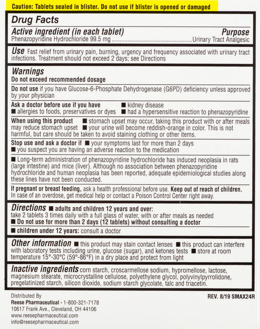 Reese Preferred Maximum Strength Urinary Pain Relief Tablets
