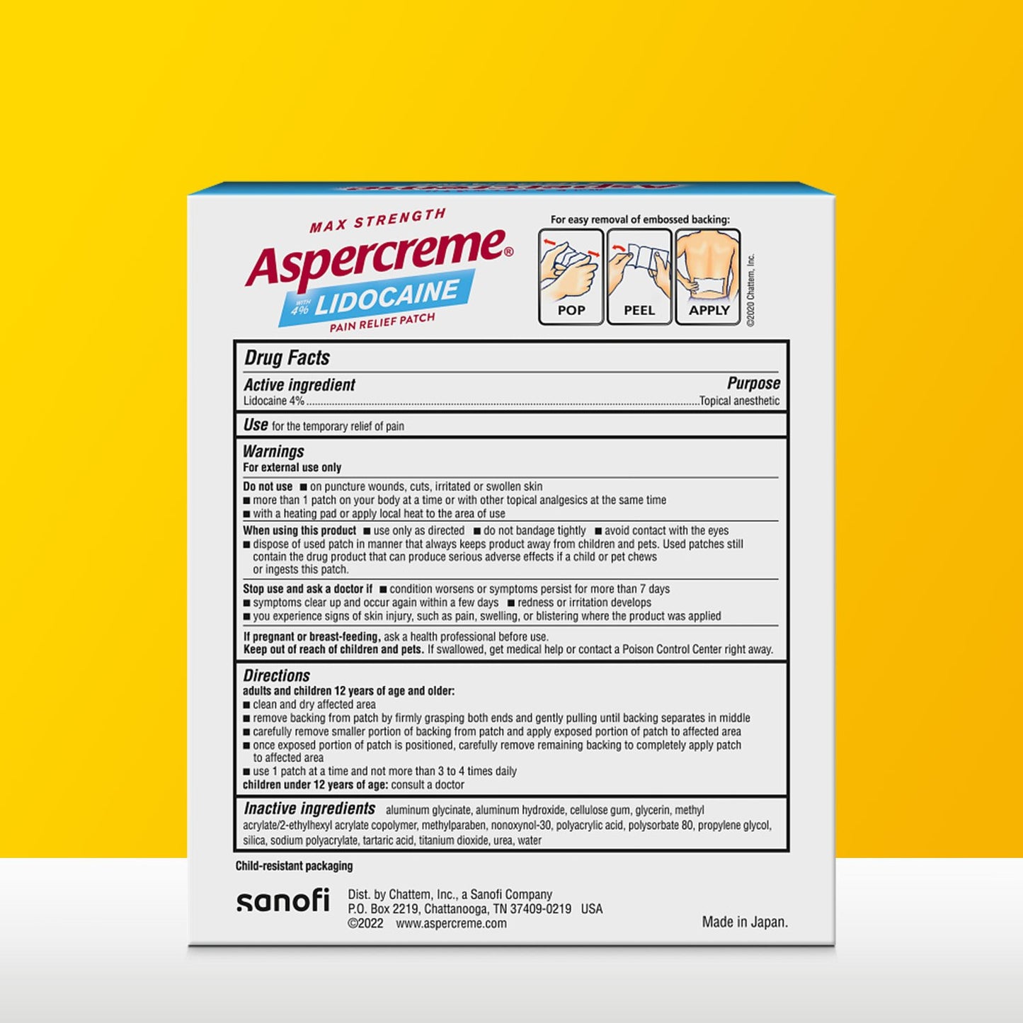 Aspercreme Lidocaine Pain Relief Patch