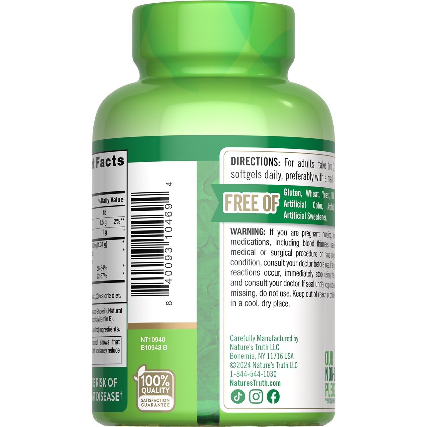 Nature's Truth Premium Strength Fish Oil 1340mg Mini Softgels - Lemon