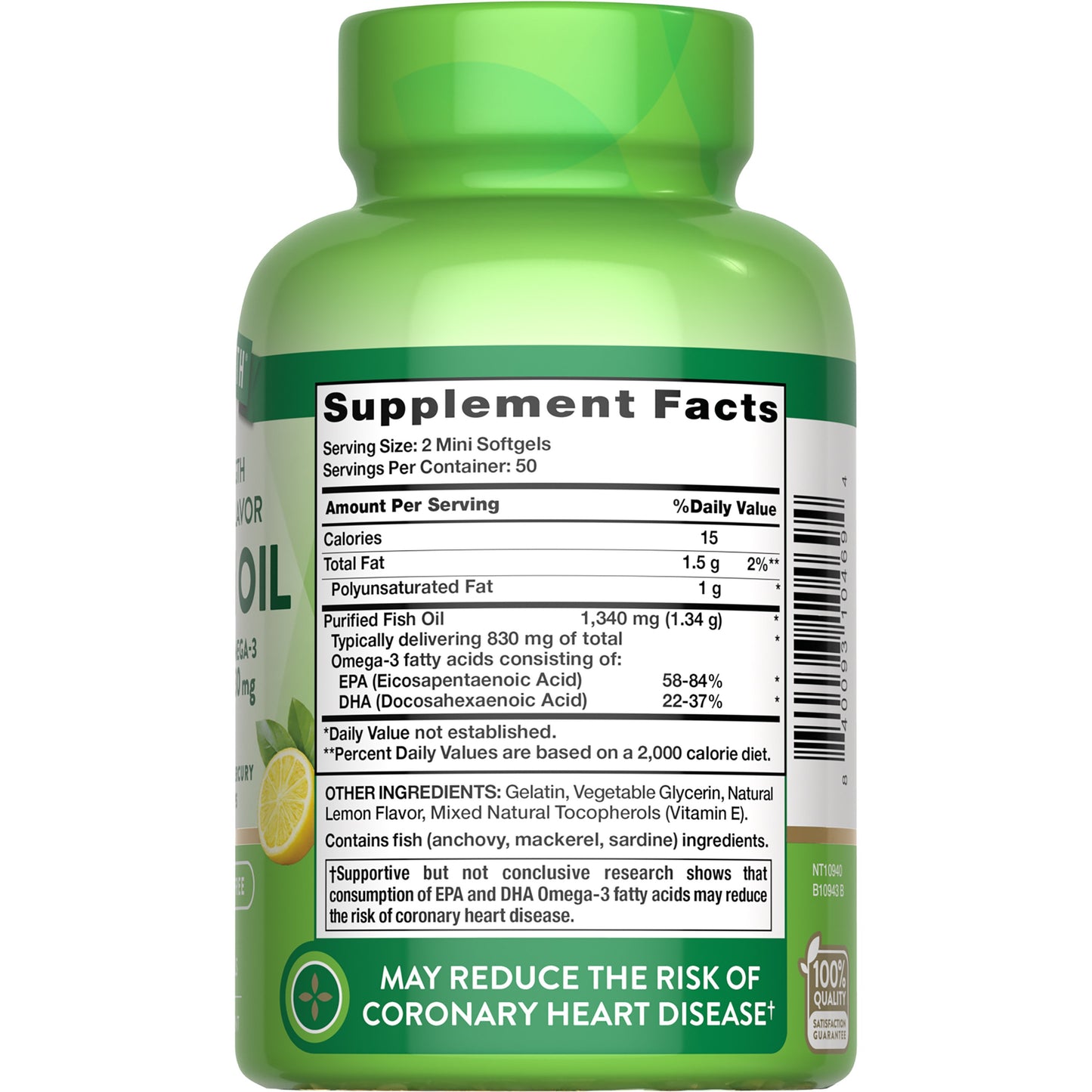 Nature's Truth Premium Strength Fish Oil 1340mg Mini Softgels - Lemon