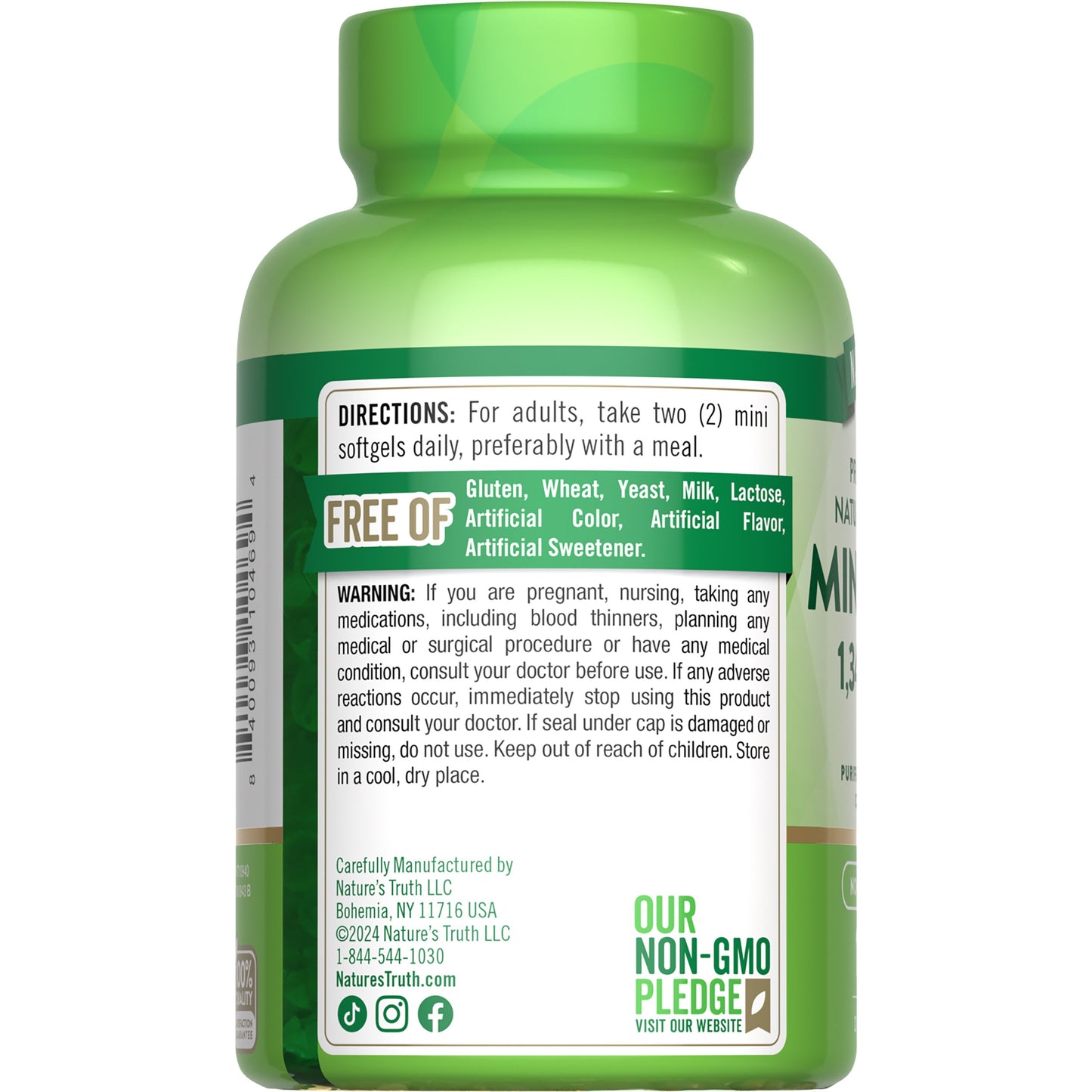 Nature's Truth Premium Strength Fish Oil 1340mg Mini Softgels - Lemon