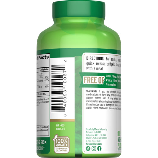 Nature's Truth Absorbable Calcium + D3 Quick-Release Softgels