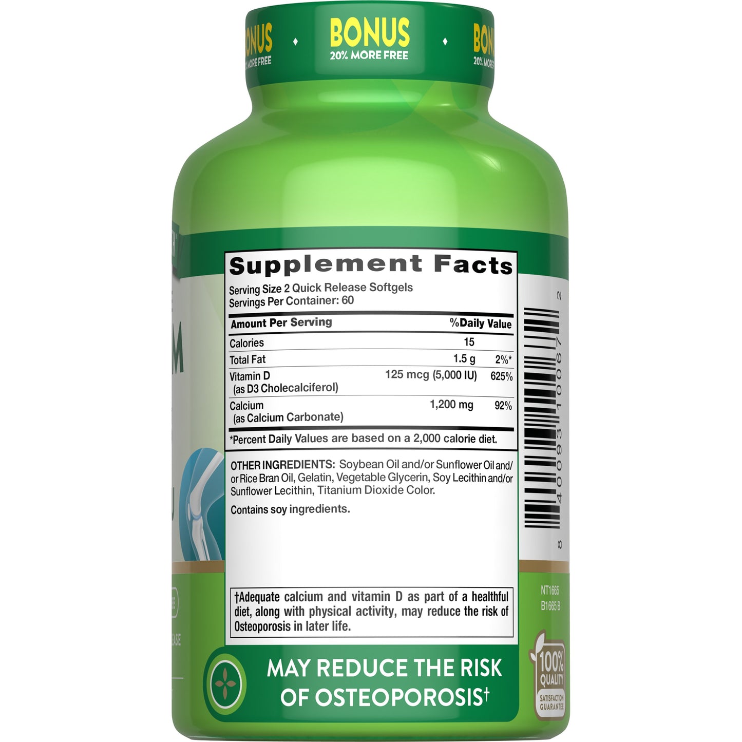 Nature's Truth Absorbable Calcium + D3 Quick-Release Softgels