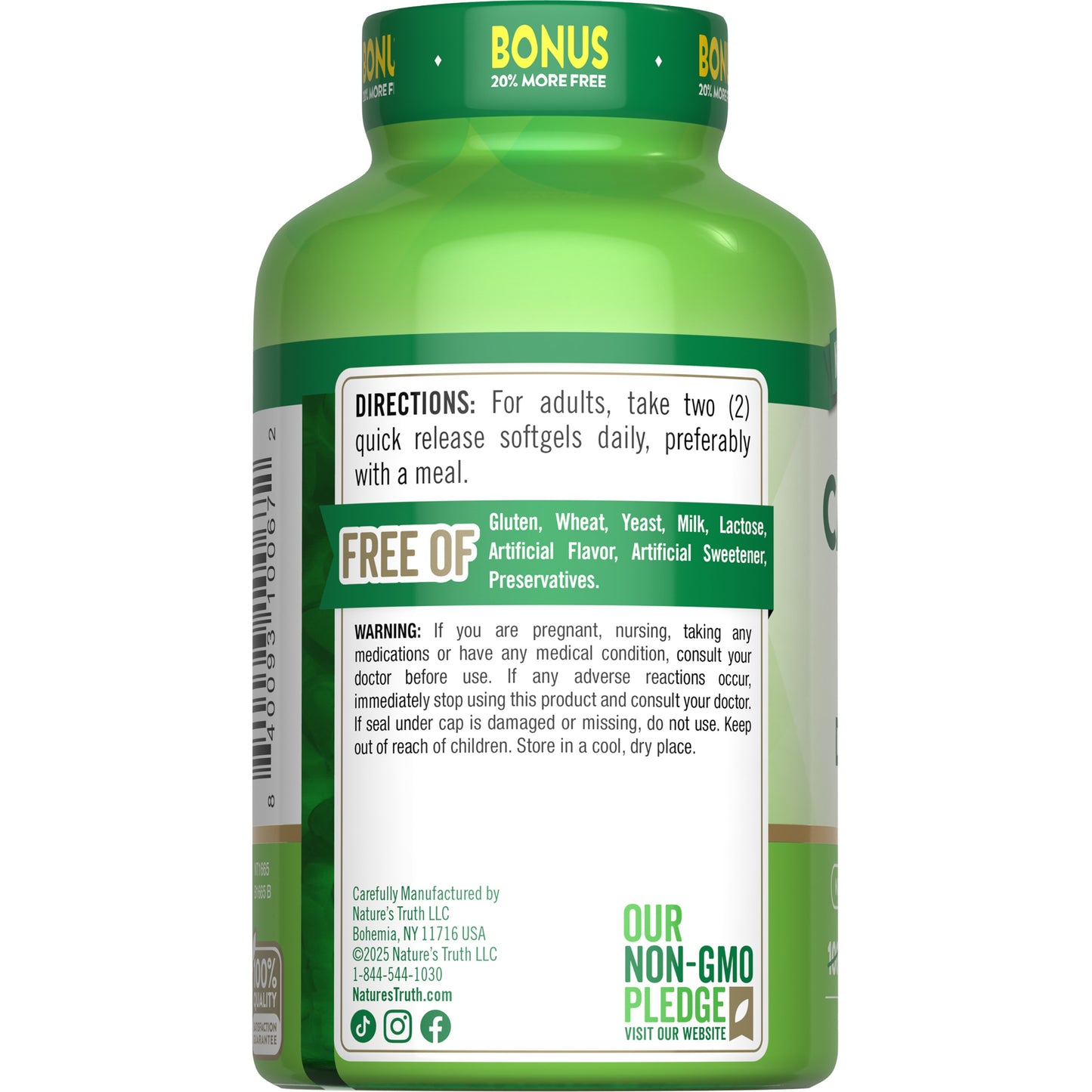 Nature's Truth Absorbable Calcium + D3 Quick-Release Softgels