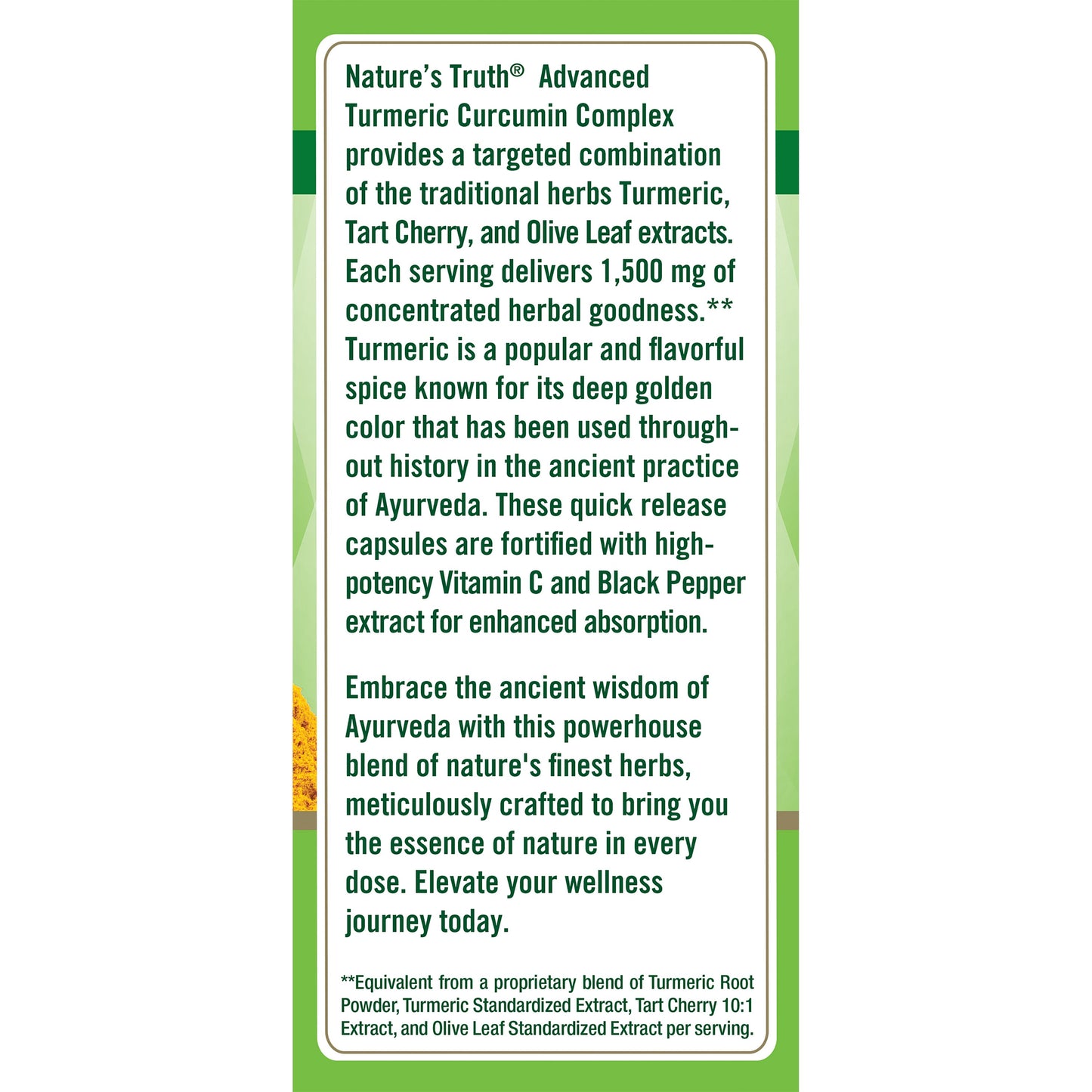 Nature's Truth Advanced Turmeric Curcumin Complex 1500mg Quick-Release Capsules