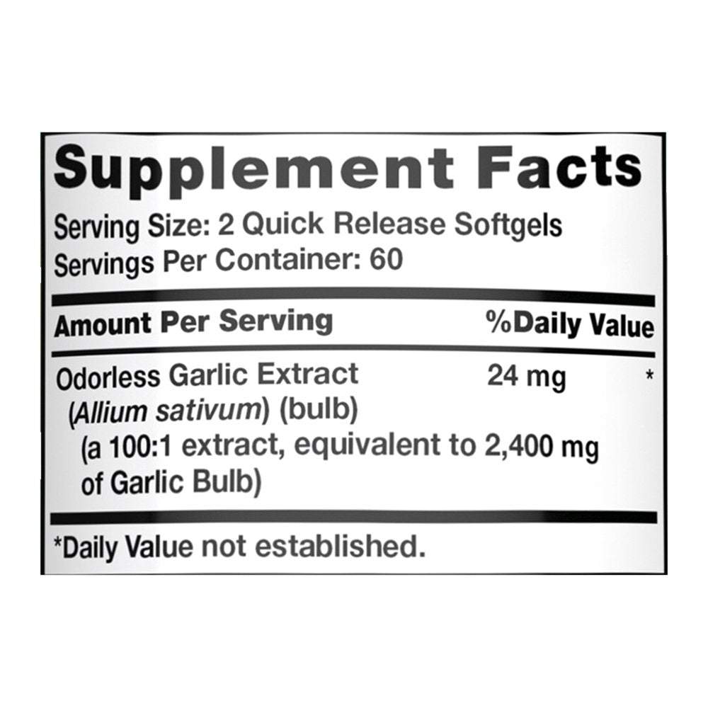 Nature's Truth Odorless Garlic Softgels - 2,400 mg