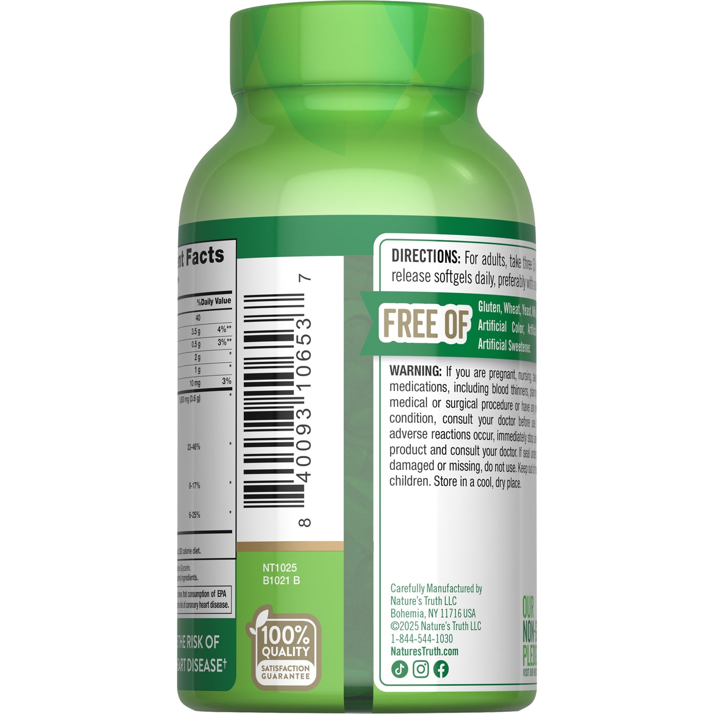 Nature's Truth Purified Triple Omega 3-6-9 Fish Flax Borage 3600 mg Softgels