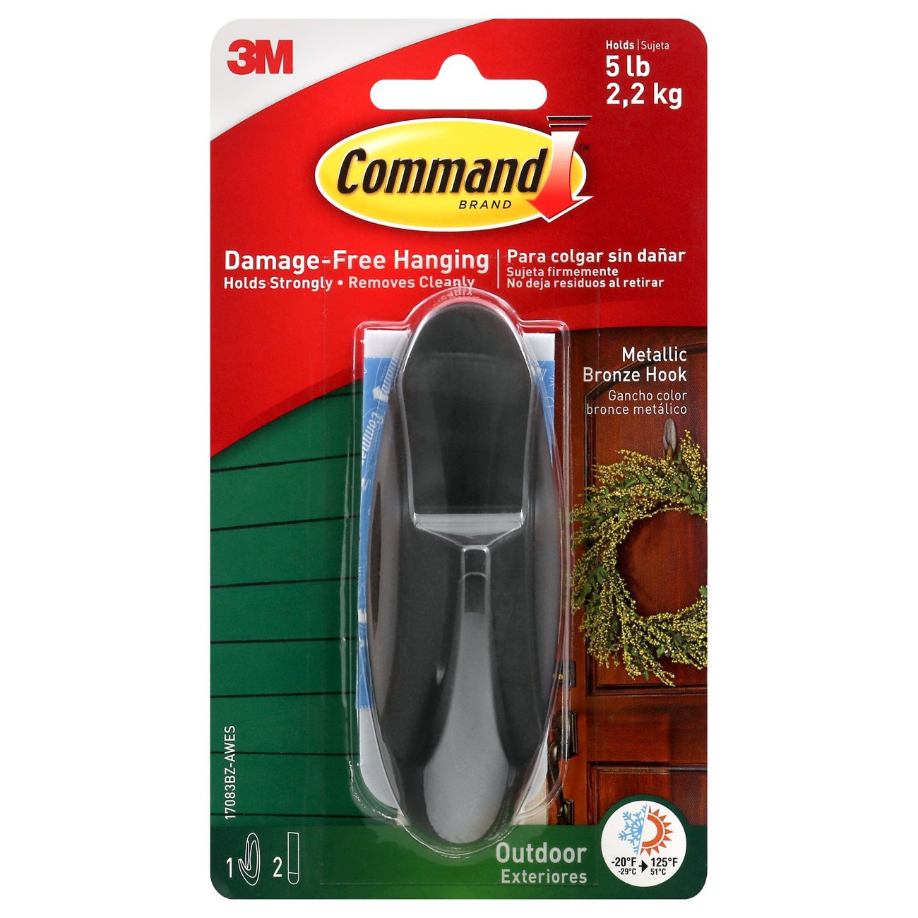Command Outdoor Metal Hook - Metallic Bronze