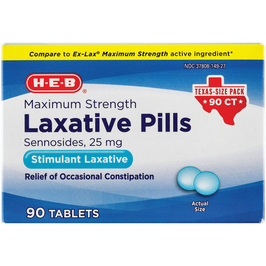 H-E-B Maximum Strength Laxative 25 mg Tablets Texas-Size Pack