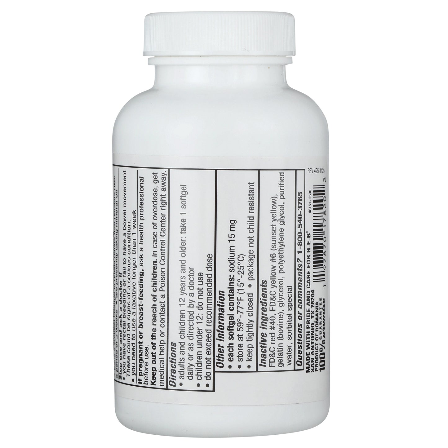 H-E-B Stool Softener Extra Strength  250 mg Softgels