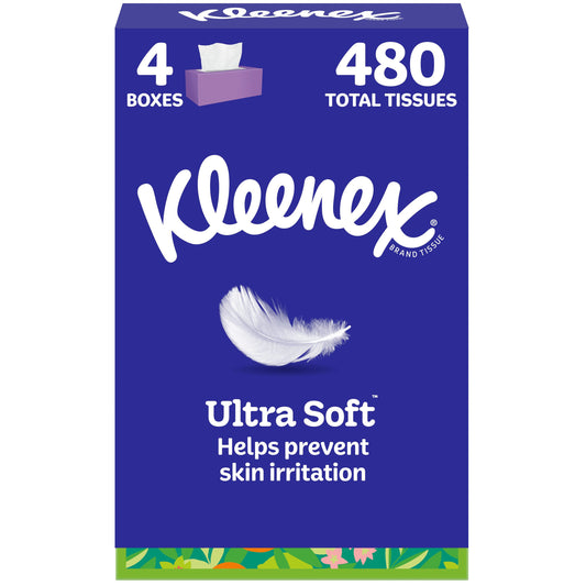 Kleenex Ultra Soft Facial Tissues Flat Boxes 3 Ply, 4 pk
