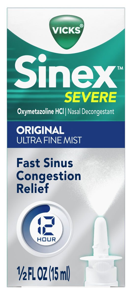 Vicks Sinex SEVERE Nasal Spray, Original Ultra Fine Mist, Decongestant Medicine