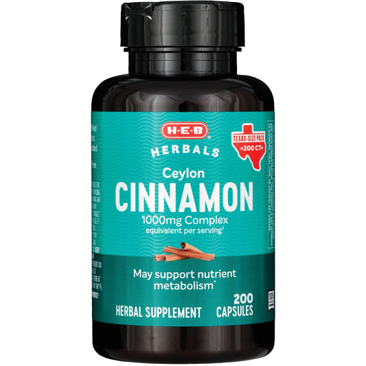 H-E-B Herbals Ceylon Cinnamon Capsules - Texas-Size Pack