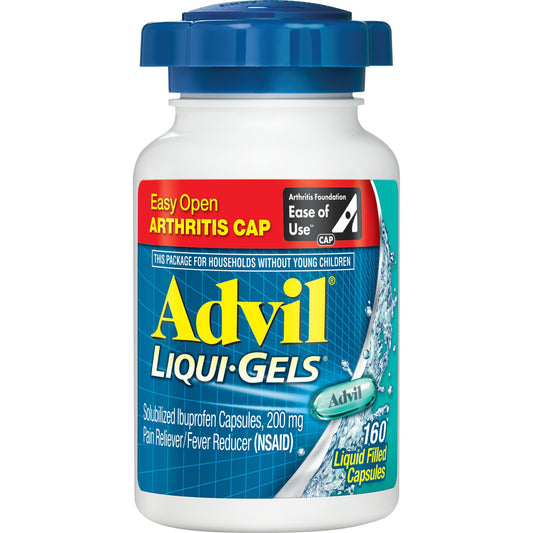 Advil Liqui-Gels Pain Reliever and Fever Reducer, Ibuprofen 200mg for Pain Relief, Easy Open Arthritis Cap