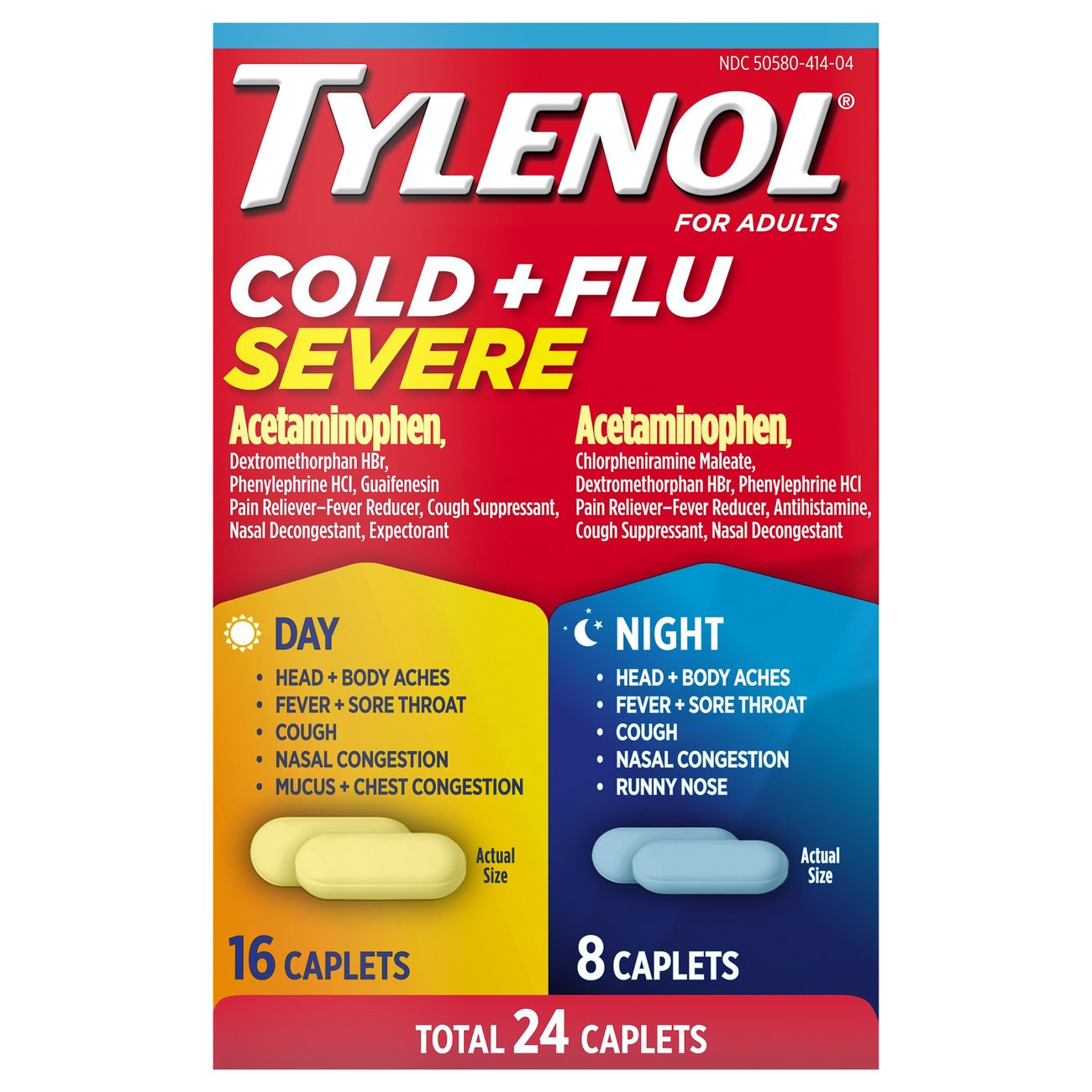 Tylenol Cold Flu Severe Day & Night Caplets Combo Pack