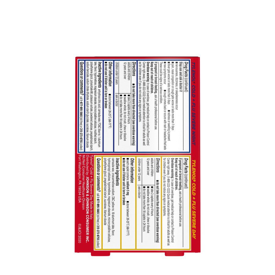 Tylenol Cold Flu Severe Day & Night Caplets Combo Pack