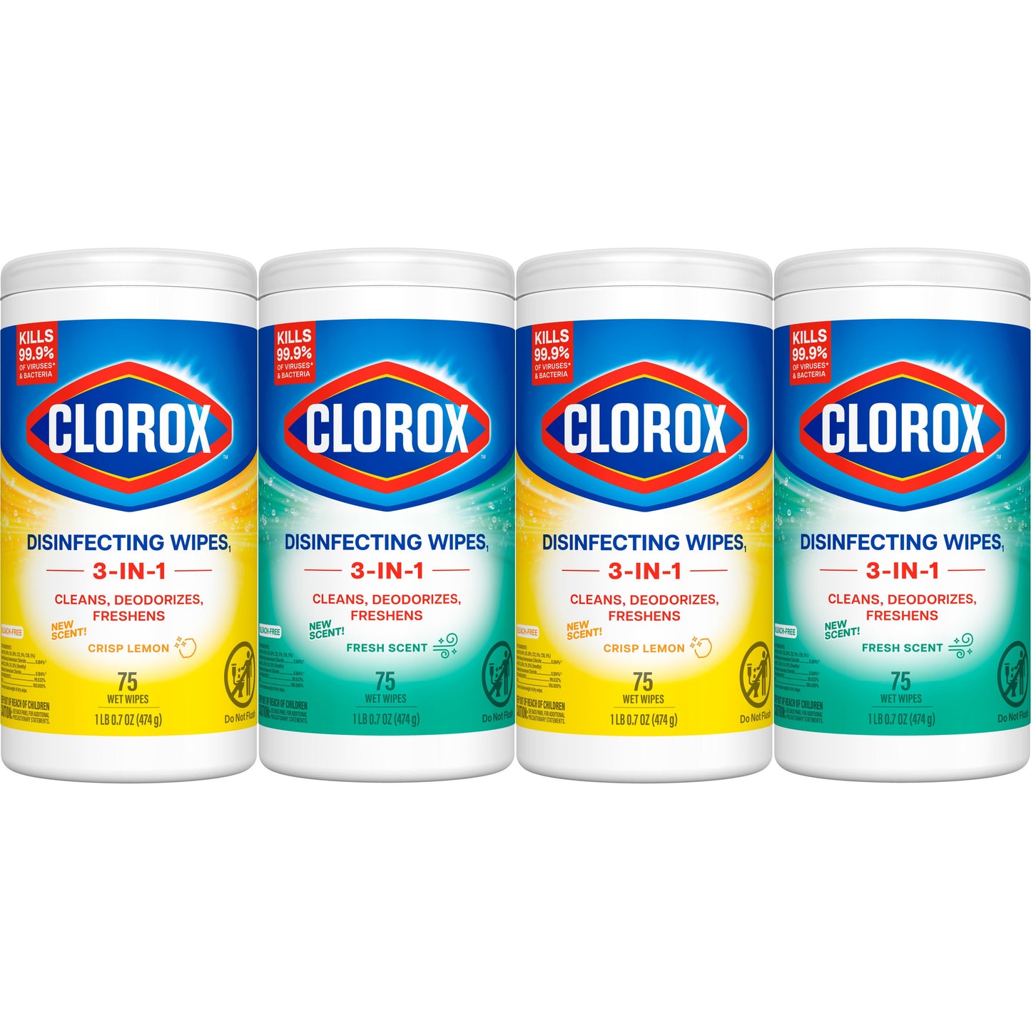 Clorox Disinfecting Wipes Value 4 Pack - Bleach Free Cleaning Wipes