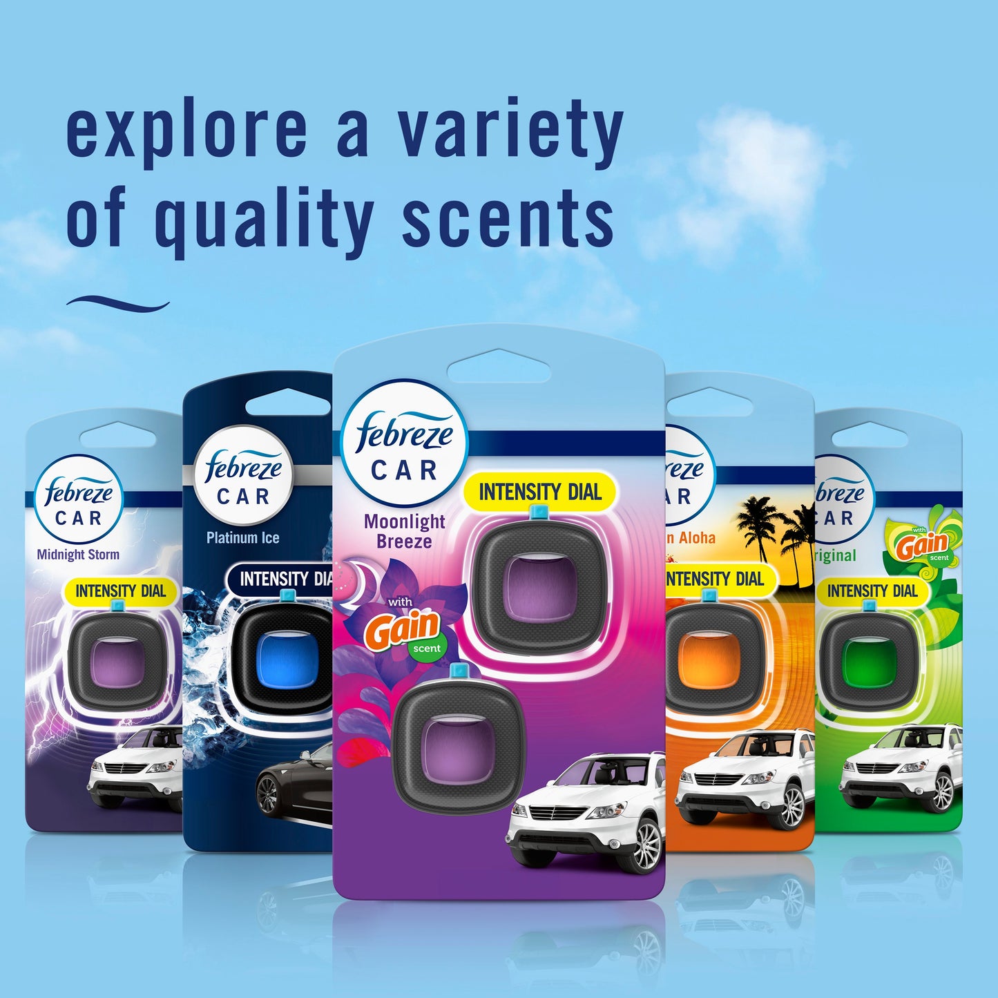 Febreze Car Vent Clip Air Fresheners - Gain Moonlight Breeze