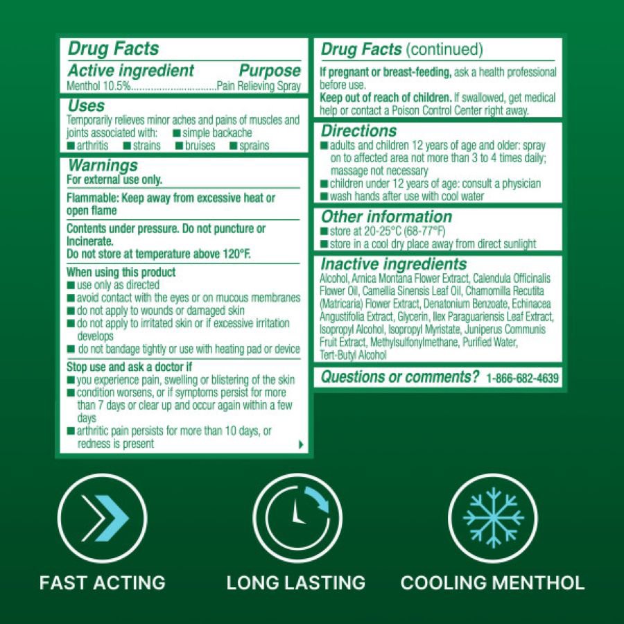 Biofreeze Menthol 360 Pain Relief Spray Colorless