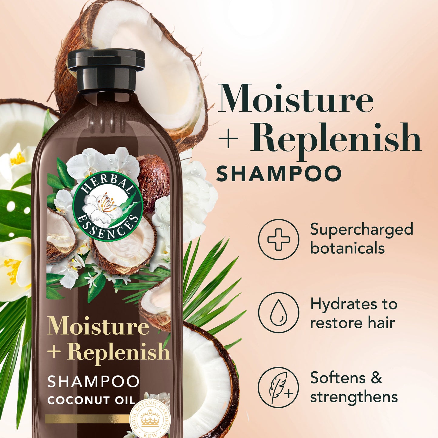 Herbal Essences Moisture + Replenish Coconut Sulfate Free Shampoo, 13.5 fl oz