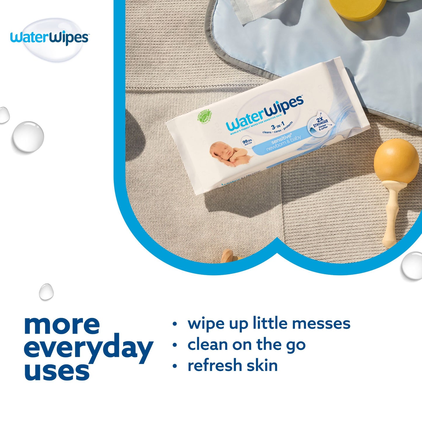 WaterWipes Sensitive+ Newborn & Baby Wipes, 99.9% Water - Unscented, 4 pk