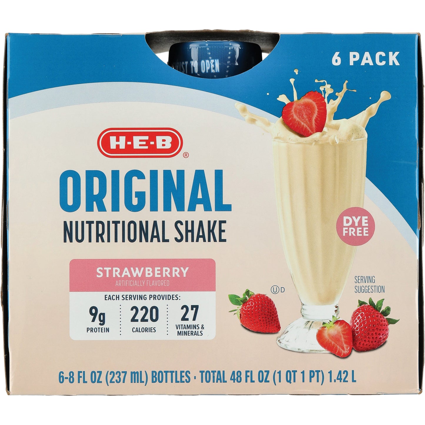H-E-B Original 9g Protein Nutritional Shakes 6 pk Bottles - Strawberry