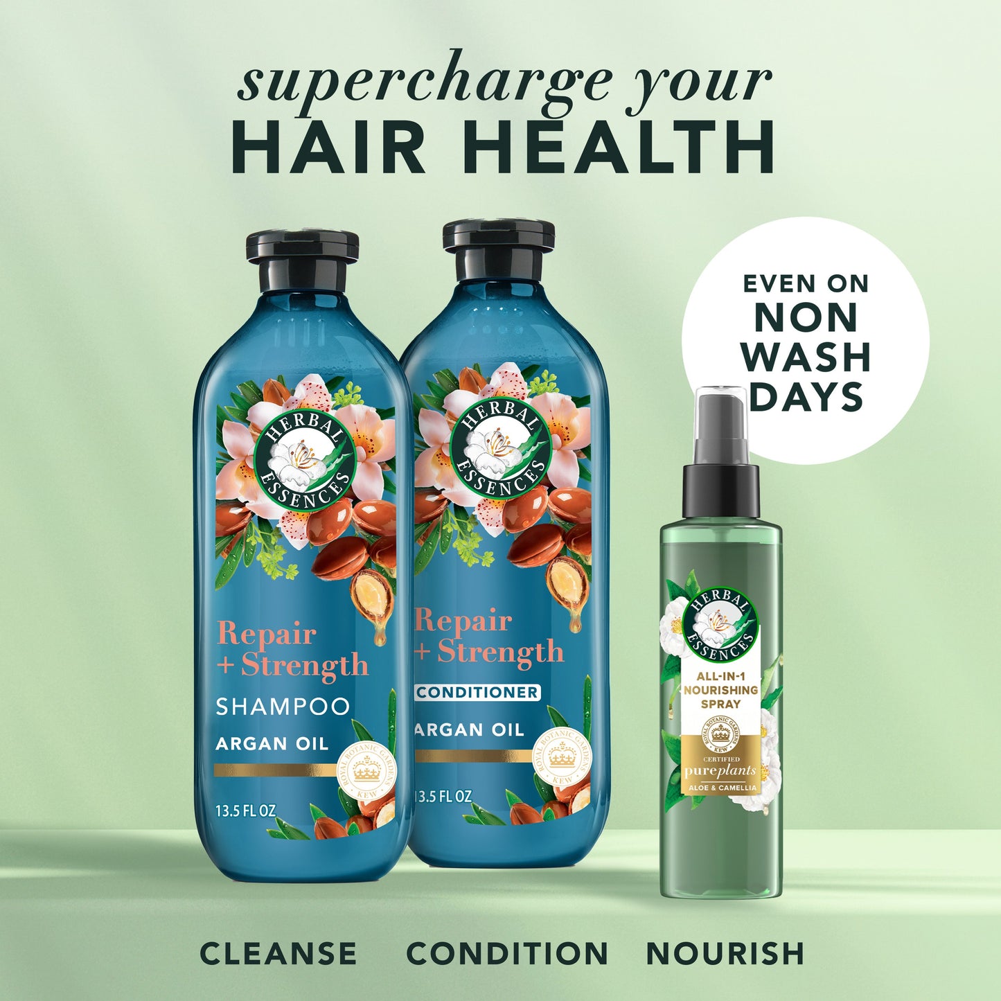 Herbal Essences Repair + Strength Argan Oil Conditioner, Paraben-Free, 13.5 fl oz