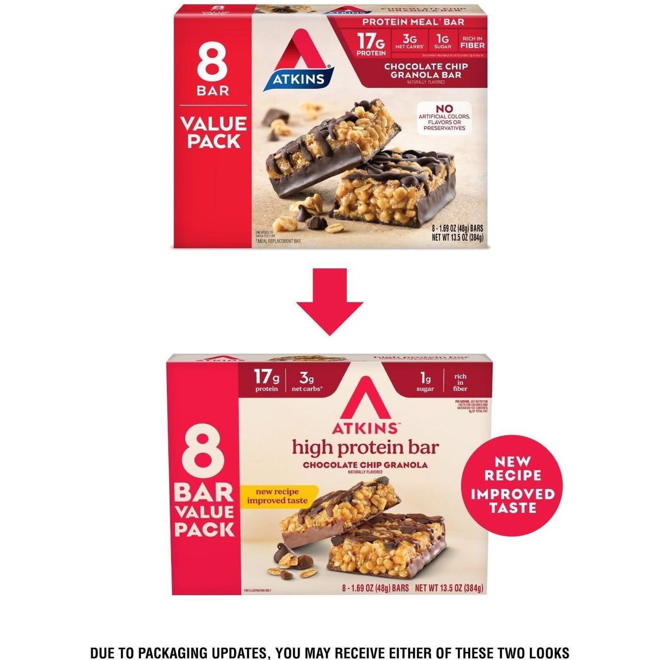 Atkins 17g Protein Meal Granola Bars - Chocolate Chip