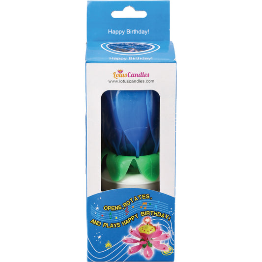 Lotus Candles Singing Birthday Candle - Blue