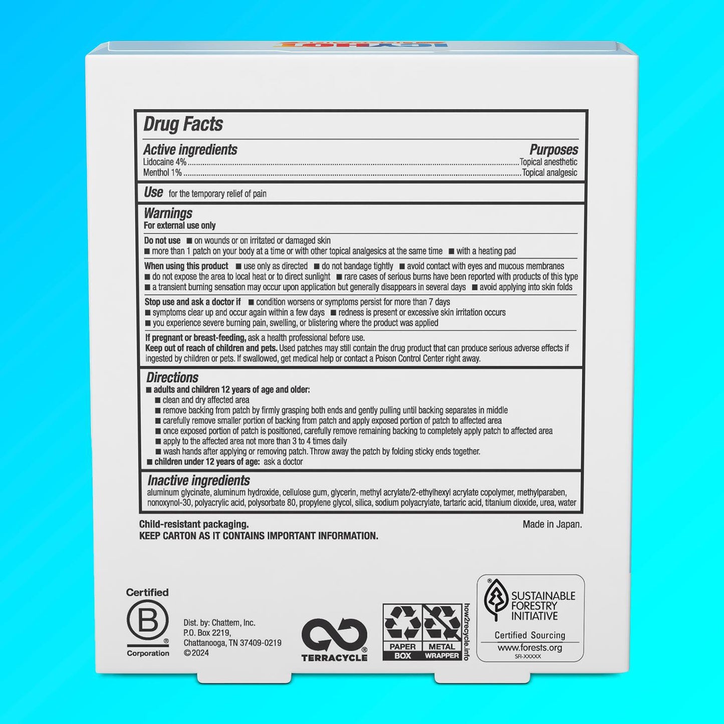 Icy Hot Lidocaine Plus Menthol Patch
