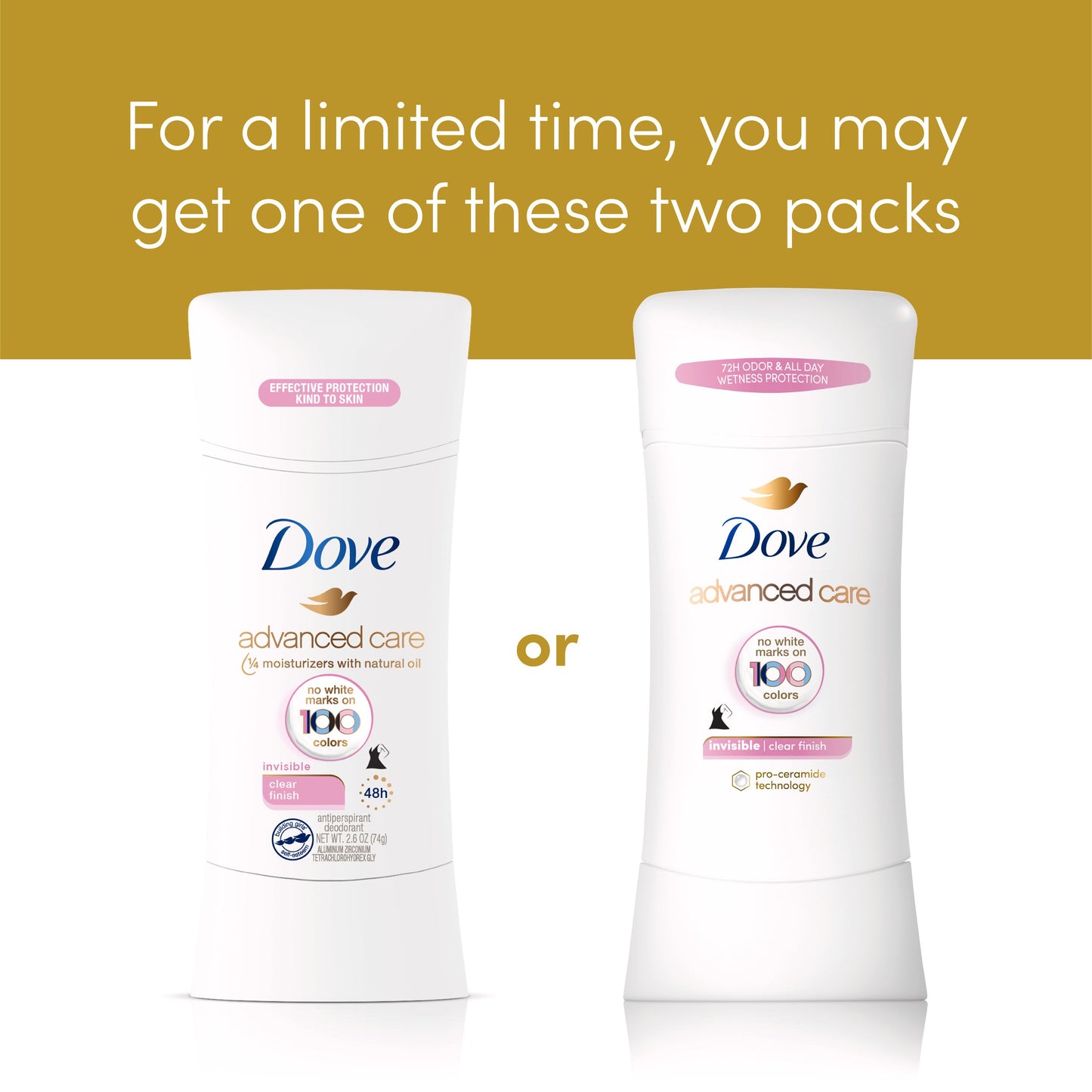 Dove Antiperspirant Deodorant Stick Clear Finish