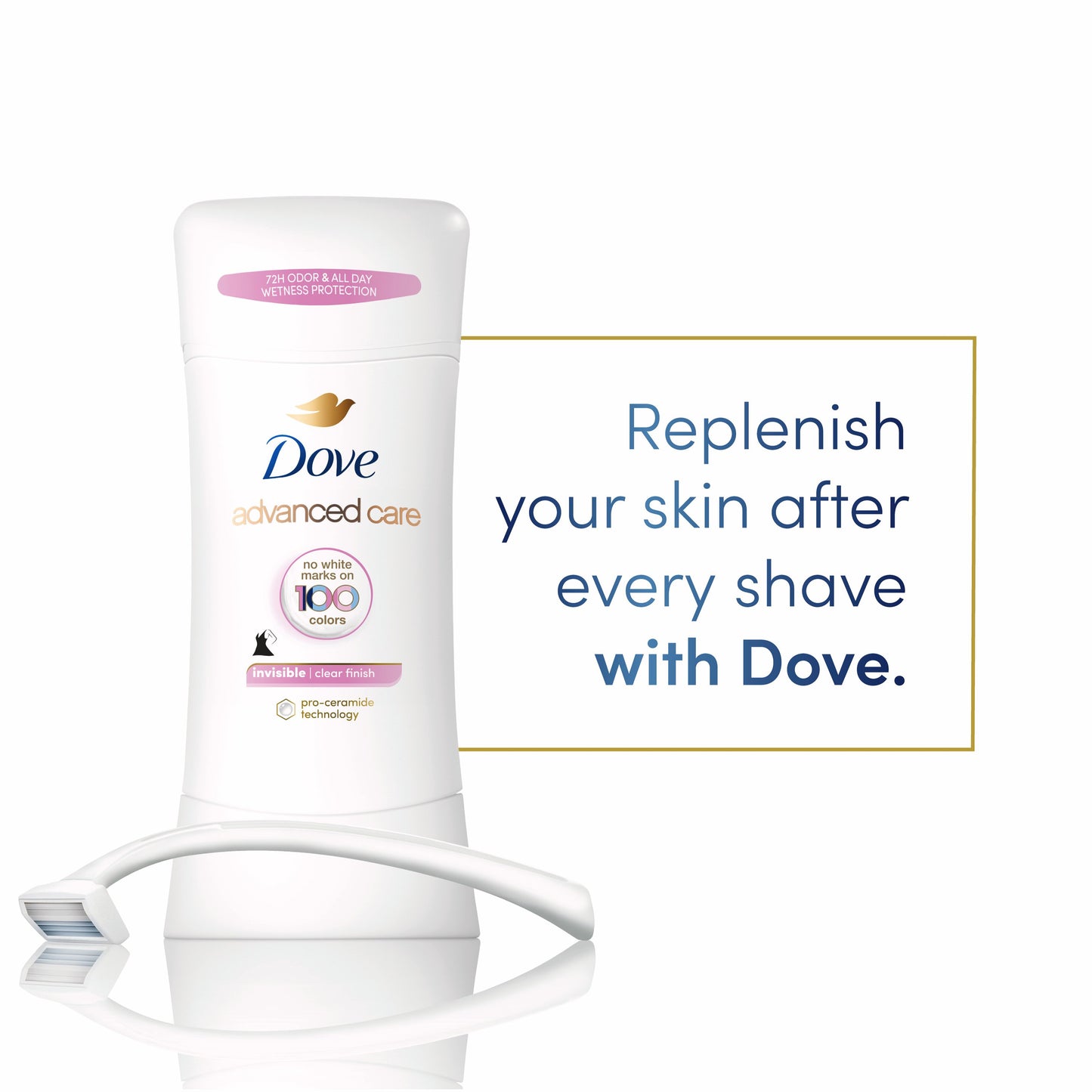 Dove Antiperspirant Deodorant Stick Clear Finish