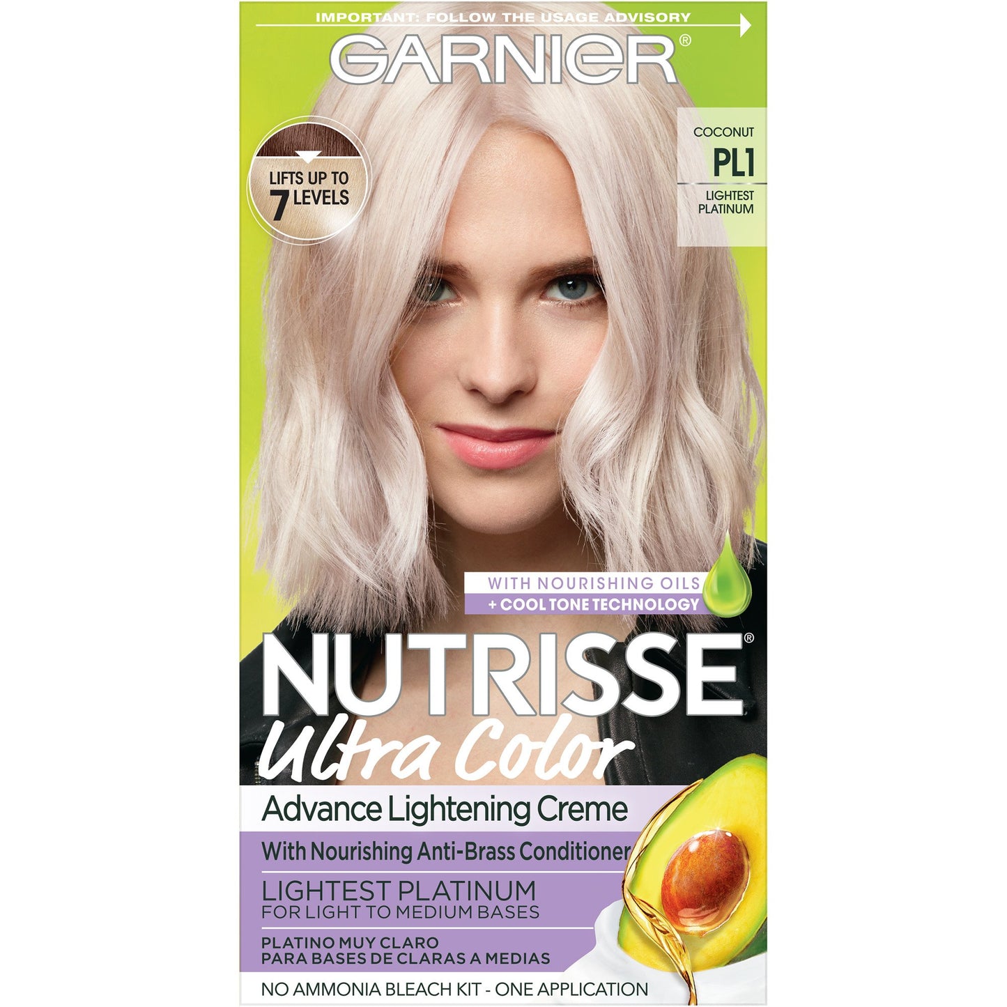 Garnier Nutrisse Ultra Color PL1 Lightening Creme Bleach PL1 Ultra Pure Platinum