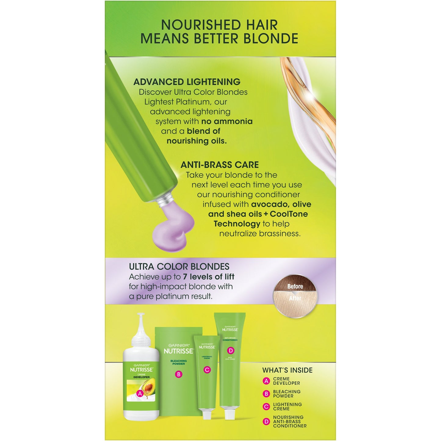Garnier Nutrisse Ultra Color PL1 Lightening Creme Bleach PL1 Ultra Pure Platinum