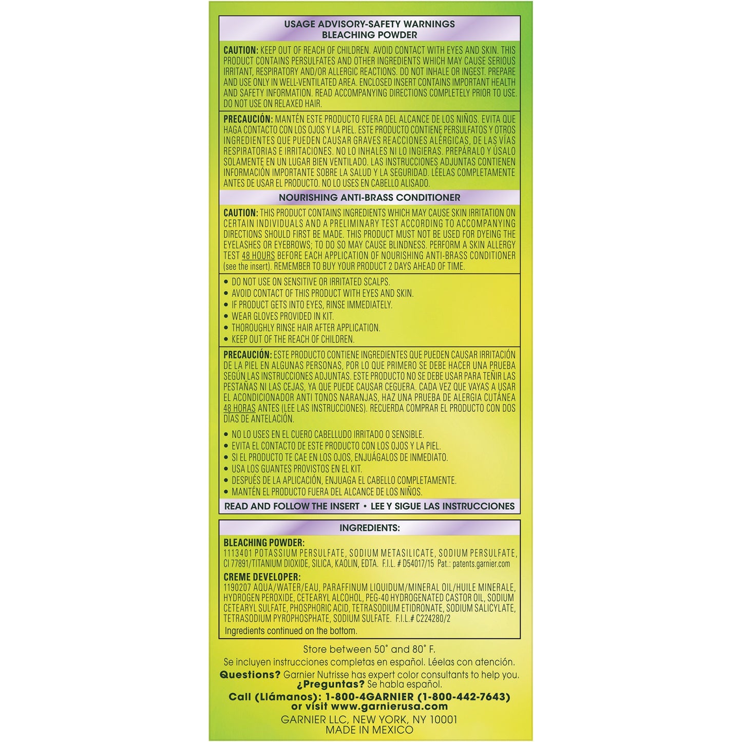 Garnier Nutrisse Ultra Color PL1 Lightening Creme Bleach PL1 Ultra Pure Platinum