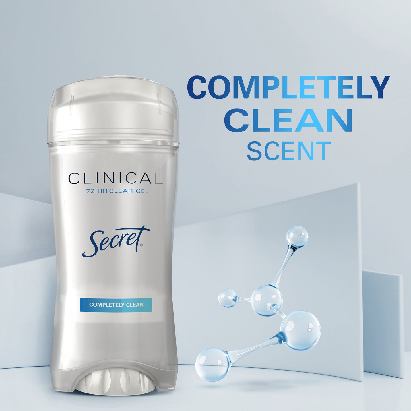 Secret Clinical Strength Clear Gel Antiperspirant and Deodorant for Women, Pro-Hyaluronic Acid Completely Clean
