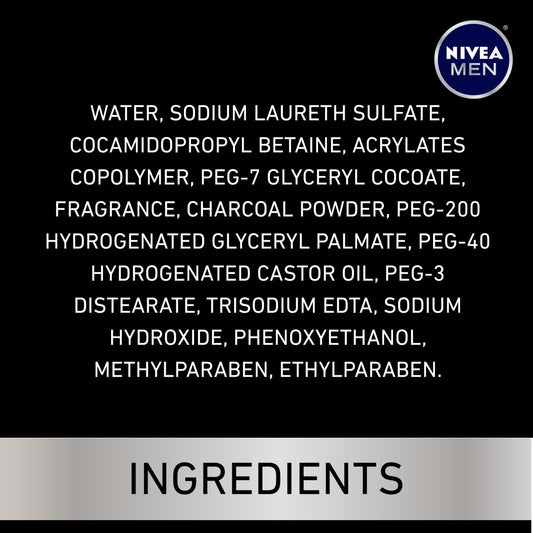 NIVEA Men Active Clean Body Wash with Natural Charcoal