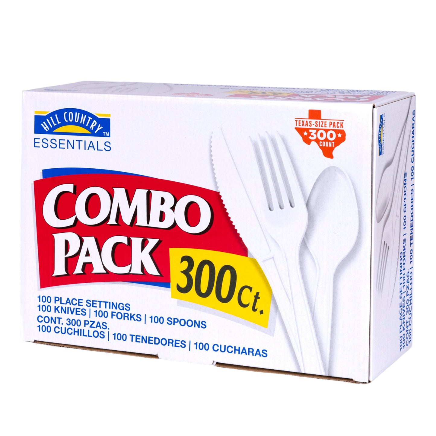 Hill Country Essentials Plastic Knives, Forks & Spoons Combo Pack - White