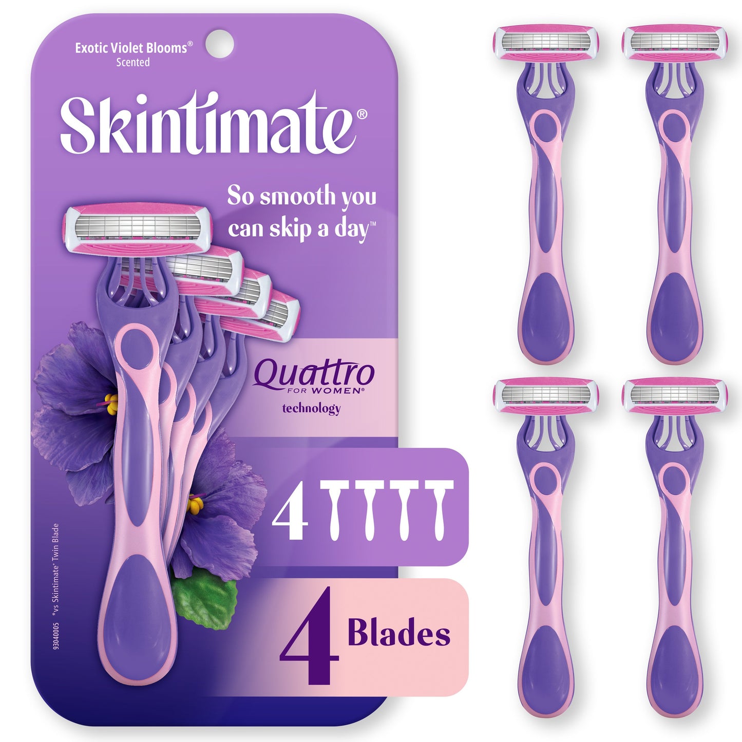 Skintimate Exotic Violet Blooms 4-Blade Disposable Razors