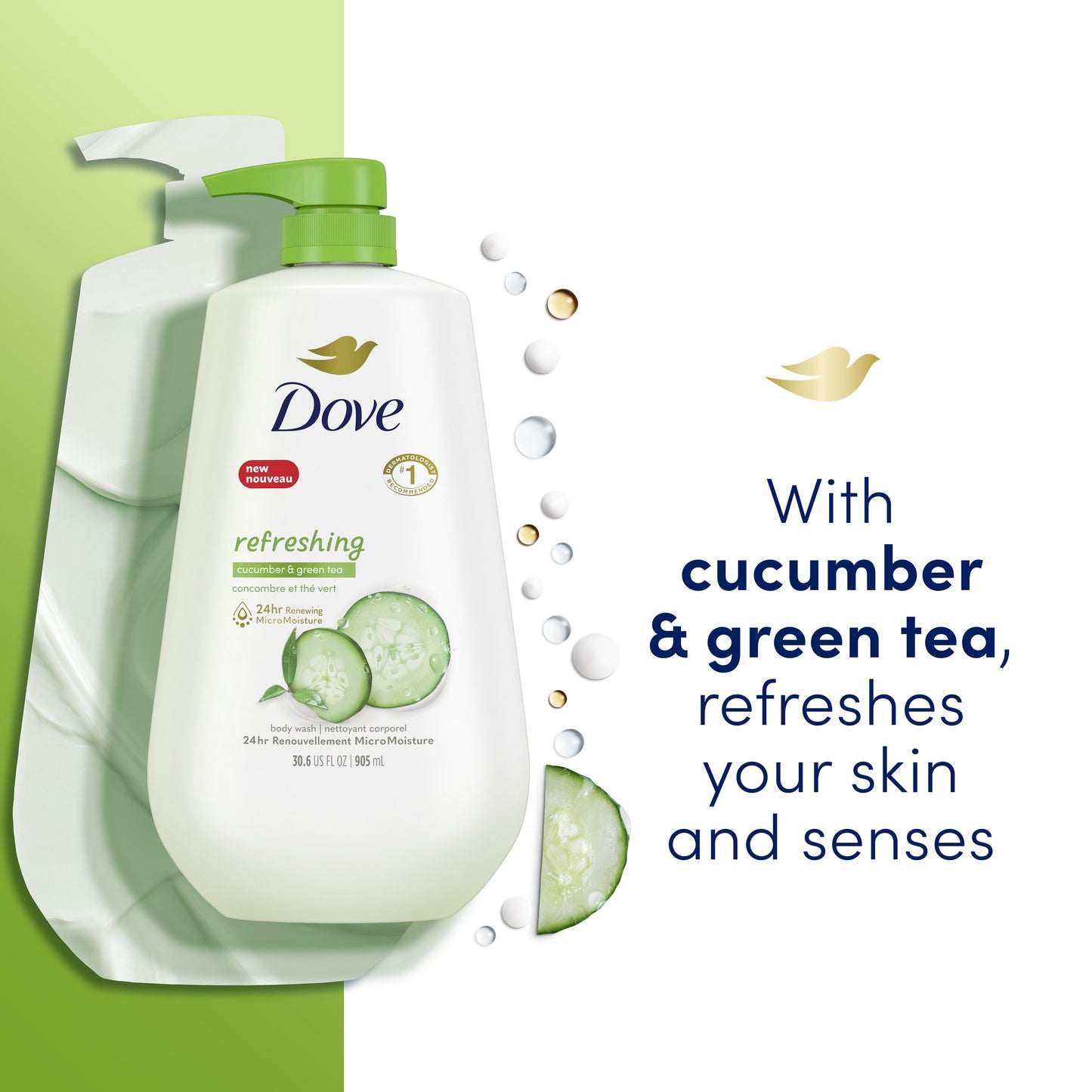 Dove Refreshing Body Wash with Pump - Cucumber & Green Tea