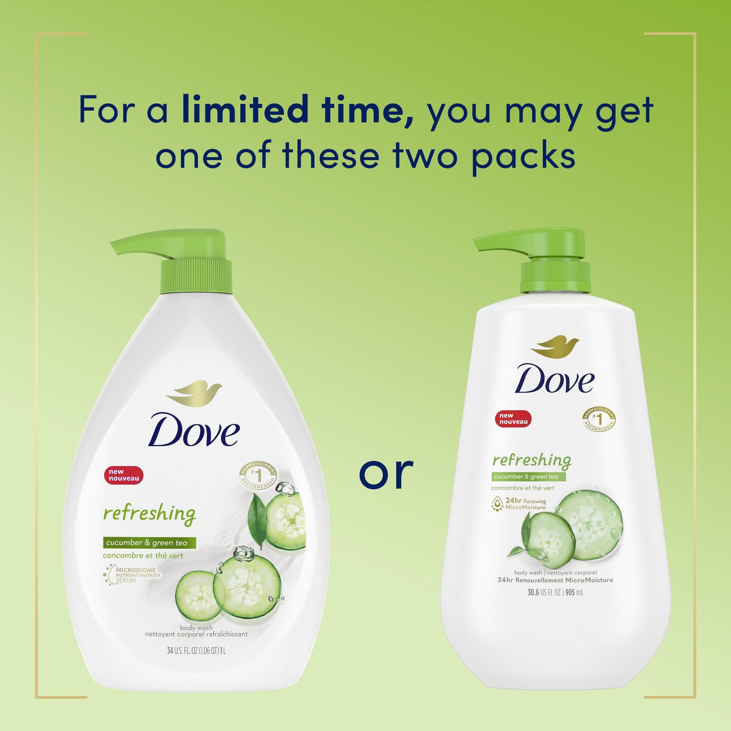Dove Refreshing Body Wash with Pump - Cucumber & Green Tea