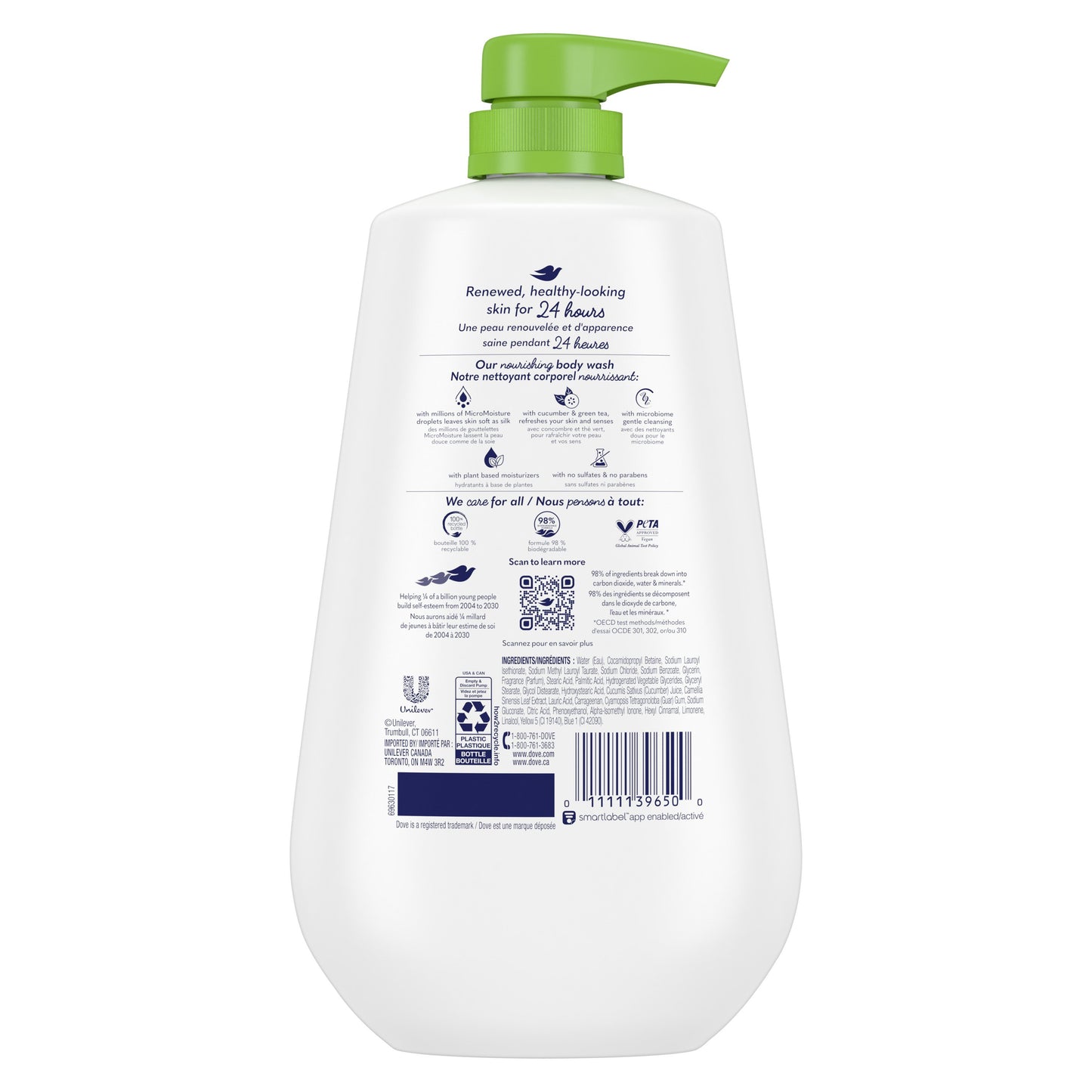 Dove Refreshing Body Wash with Pump - Cucumber & Green Tea