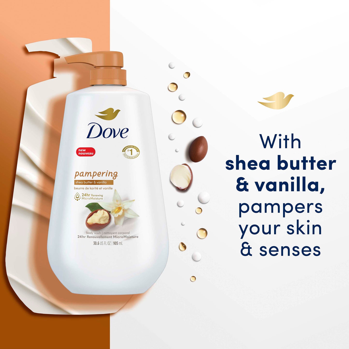 Dove Pampering Body Wash with Pump - Shea Butter & Vanilla