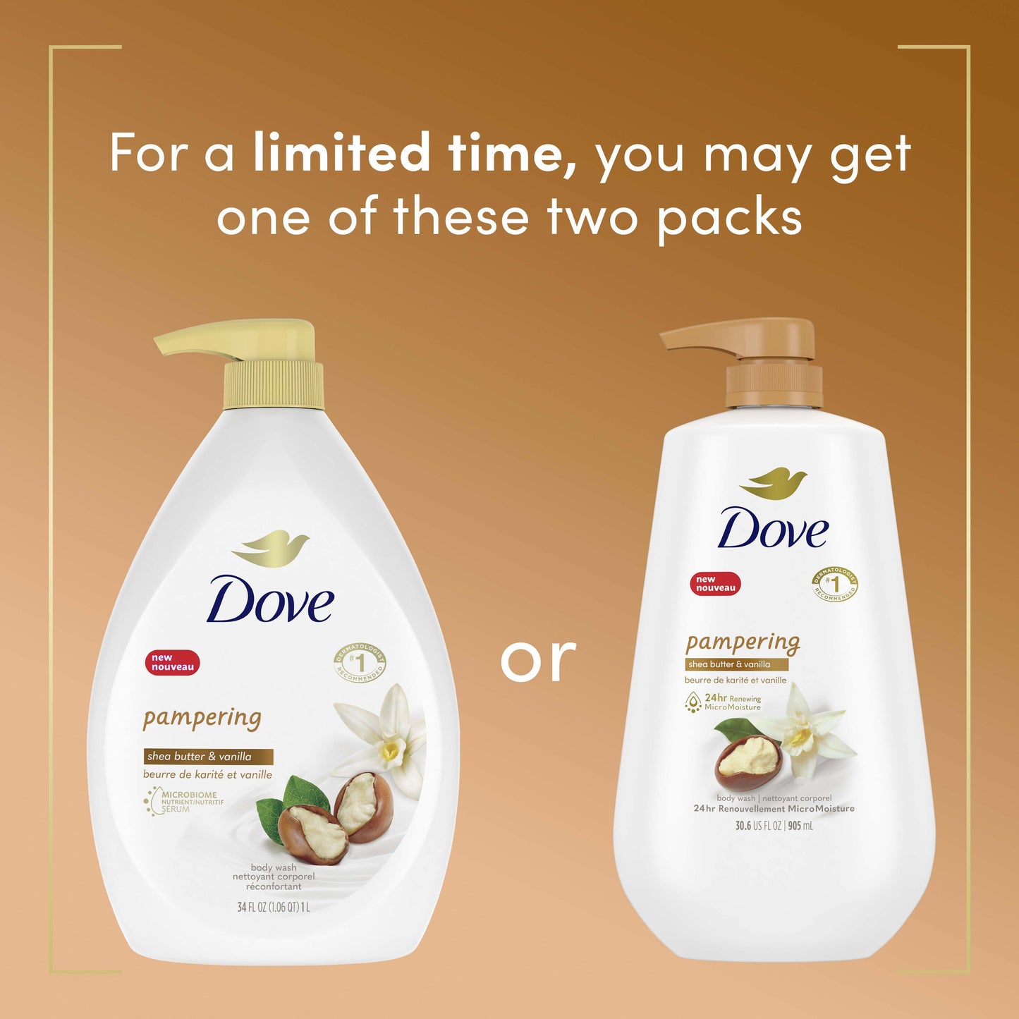 Dove Pampering Body Wash with Pump - Shea Butter & Vanilla