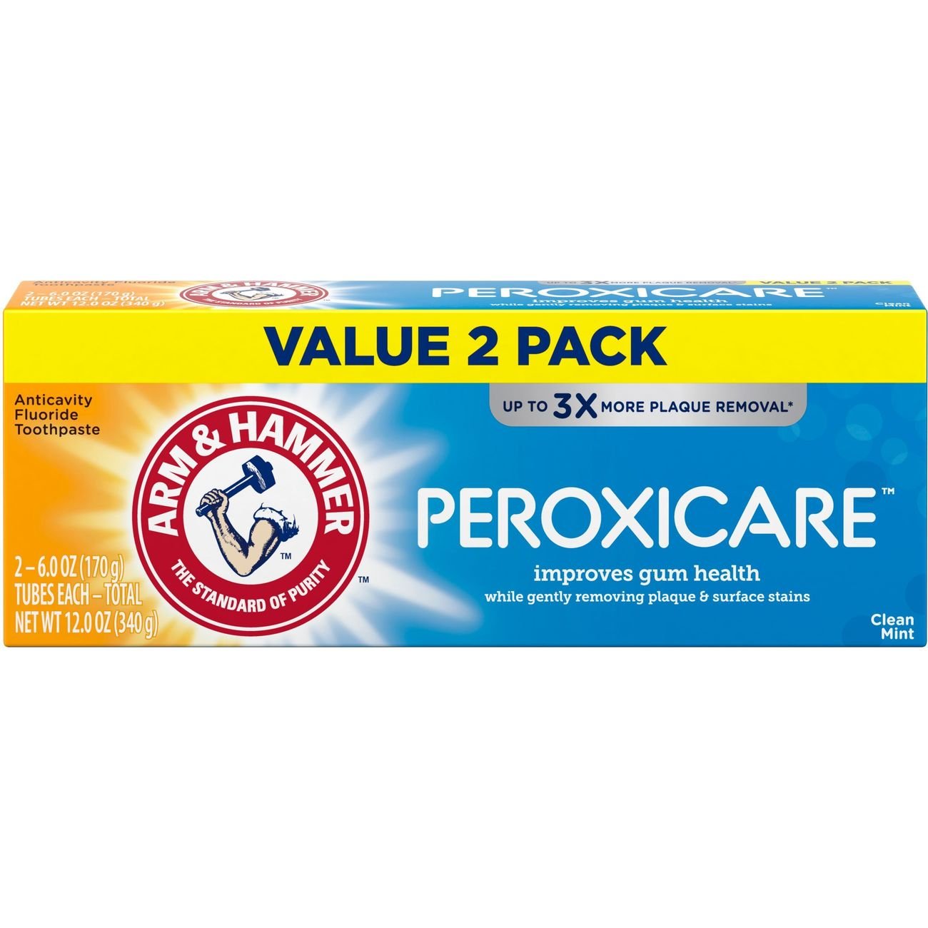 Arm & Hammer Peroxicare Anticavity Fluoride Toothpaste - Clean Mint, 2 Pk