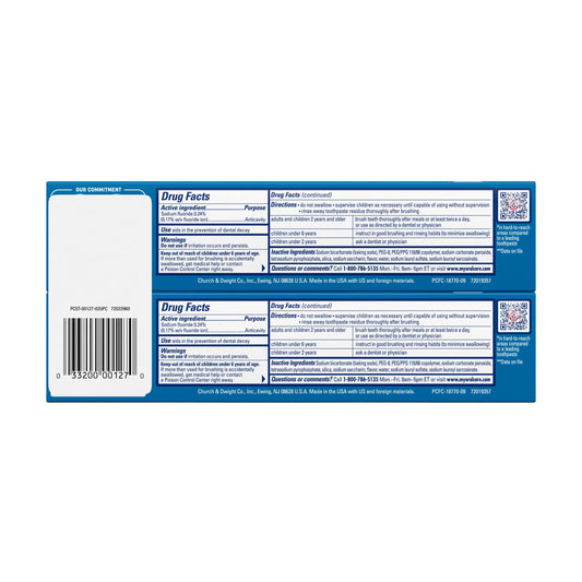 Arm & Hammer Peroxicare Anticavity Fluoride Toothpaste - Clean Mint, 2 Pk