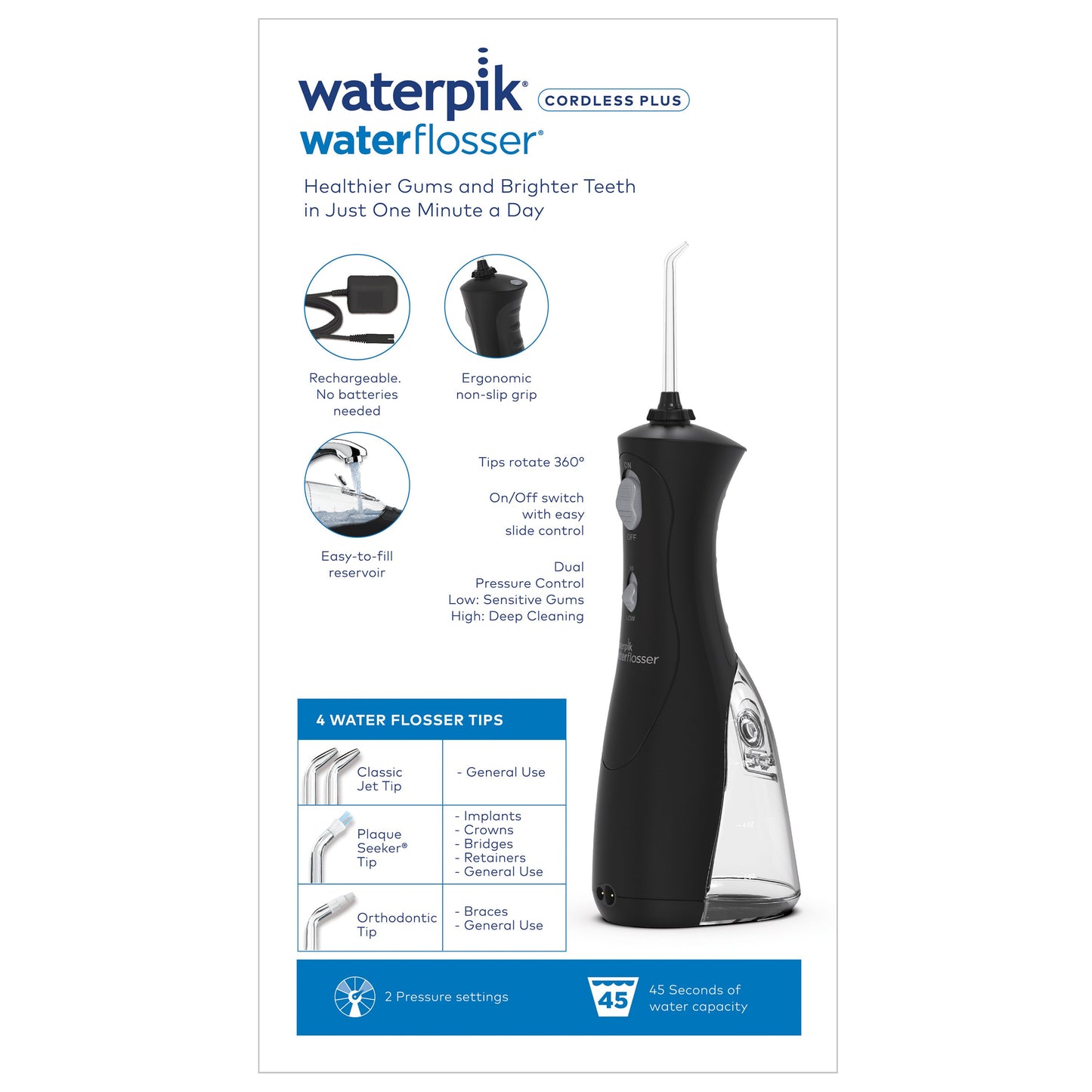 Waterpik Cordless Plus Water Flosser Black