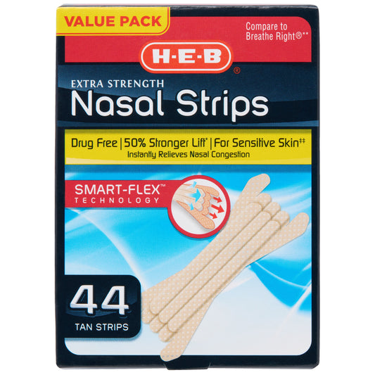 H-E-B Extra Strength Tan Nasal Strips – Value Pack